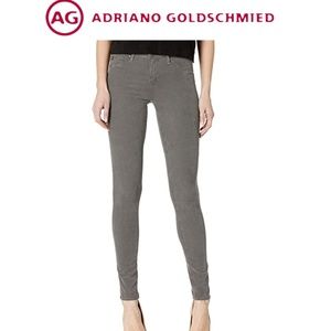 AG - Adriano Goldschmed Grey Corduroy 'The Legging Super Skinny' Mid-Rise Pant